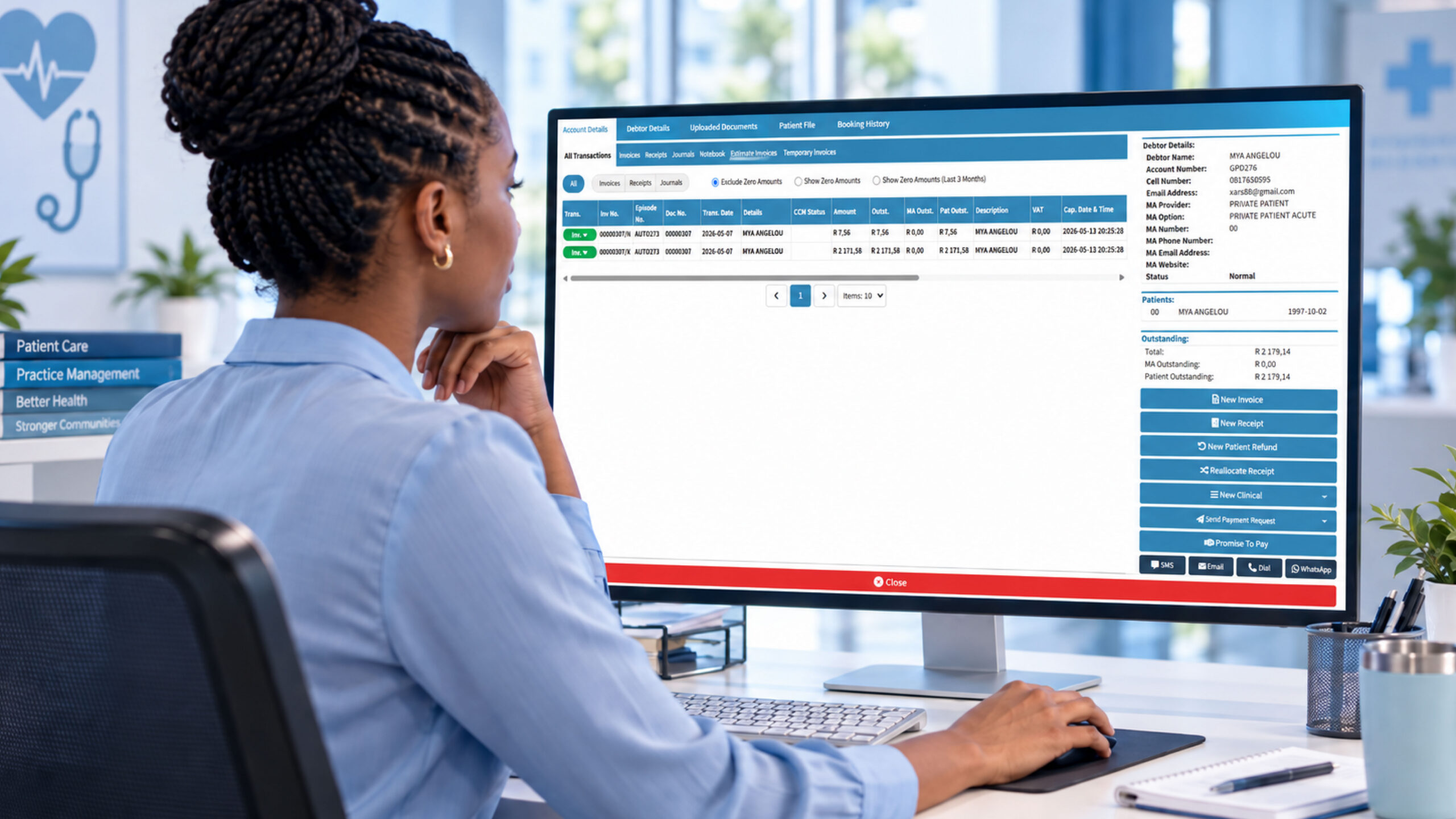 medical-claims-management-software1 Medical practice administrator using medical claims management software to review healthcare claims